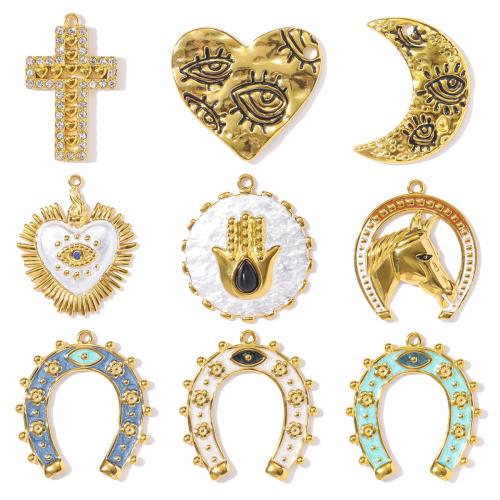 Stainless Steel Pendants, 304 Stainless Steel, plated, DIY & enamel & with rhinestone, more colors for choice, 3PCs/Bag, Sold By Bag