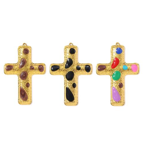 Stainless Steel Cross Pendants, 304 Stainless Steel, plated, DIY & enamel, more colors for choice, 3PCs/Bag, Sold By Bag