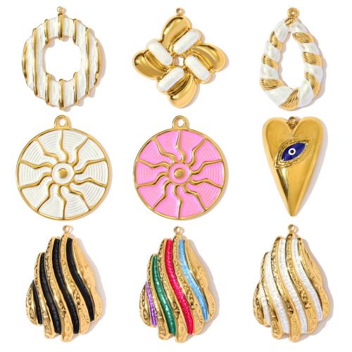 Stainless Steel Pendants, 304 Stainless Steel, plated, DIY & enamel, more colors for choice, 3PCs/Bag, Sold By Bag