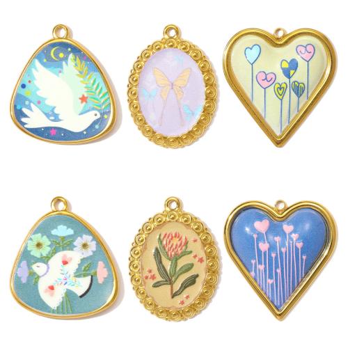 Stainless Steel Pendants, 304 Stainless Steel, plated, DIY & enamel, more colors for choice, 3PCs/Bag, Sold By Bag