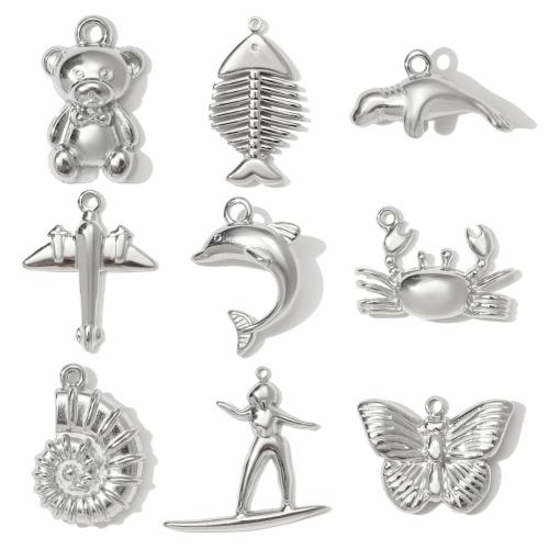 Stainless Steel Pendants, 304 Stainless Steel, plated, DIY, silver color, 3PCs/Bag, Sold By Bag