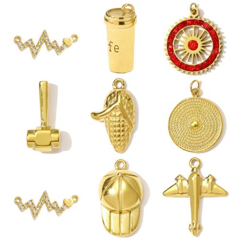 Ювелирные подвески из нержавеющей стали, Нержавеющая сталь 304, Другое покрытие, DIY & со стразами, Много цветов для выбора, 3ПК/сумка, продается сумка