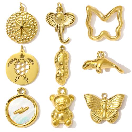 Ювелирные подвески из нержавеющей стали, Нержавеющая сталь 304, с Ракушка, Другое покрытие, DIY, Много цветов для выбора, 3ПК/сумка, продается сумка