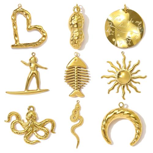 Ювелирные подвески из нержавеющей стали, Нержавеющая сталь 304, Другое покрытие, DIY, Золотой, 3ПК/сумка, продается сумка