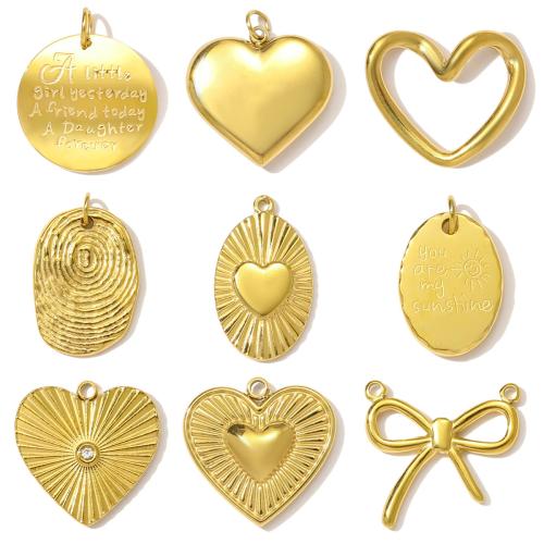 Ювелирные подвески из нержавеющей стали, Нержавеющая сталь 304, Другое покрытие, DIY & со стразами, Золотой, 3ПК/сумка, продается сумка