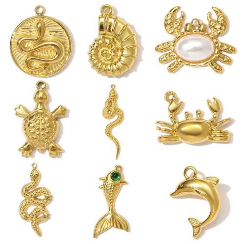 Нержавеющая сталь животных Подвески, Нержавеющая сталь 304, с ABS пластик жемчужина & канифоль, Другое покрытие, DIY & со стразами, Золотой, 3ПК/сумка, продается сумка
