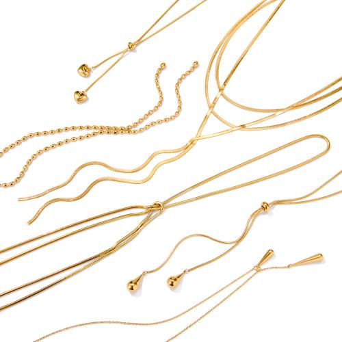 Stainless Steel Jewelry Necklace, 304 Stainless Steel, plated, fashion jewelry & different styles for choice & for woman, golden, Sold By PC
