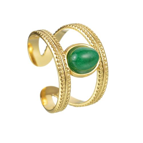 Stainless Steel Finger Ring, 304 Stainless Steel, with Resin, plated, fashion jewelry & for woman & hollow, golden, Sold By PC