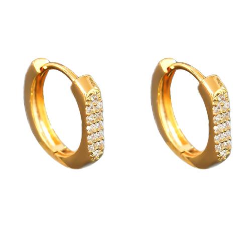 Cubic Zirconia Micro Pave Brass Earring, plated, fashion jewelry & micro pave cubic zirconia & for woman, more colors for choice, 14x15mm, Sold By Pair