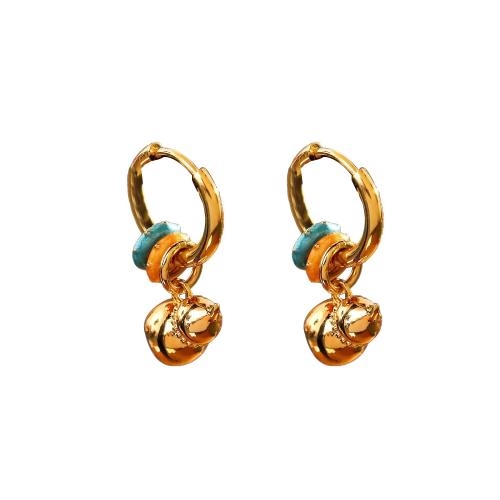 Brass Drop Earring, Calabash, 18K gold plated, fashion jewelry & for woman & enamel, 24x17mm, Sold By Pair