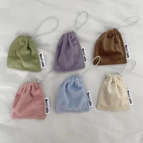 Jewelry Pouches Bags, Corduroy, dustproof, Random Color, 120x110mm, Sold By PC