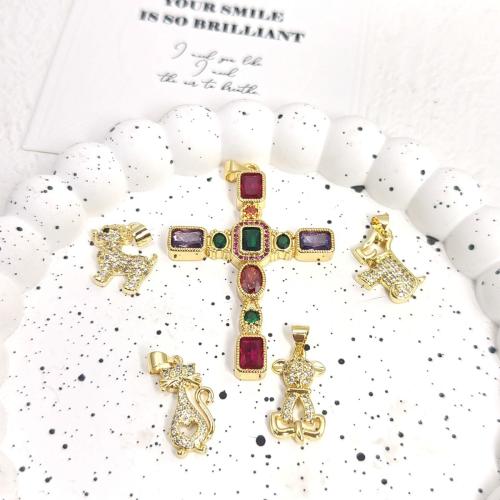 Cubic Zirconia Micro Pave Brass Pendant, plated, fashion jewelry & micro pave cubic zirconia, more colors for choice, nickel, lead & cadmium free, 3PCs/Bag, Sold By Bag