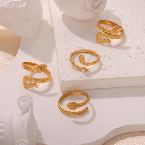 Stainless Steel Finger Ring, 304 Stainless Steel, gold color plated, fashion jewelry, golden, Sold By PC