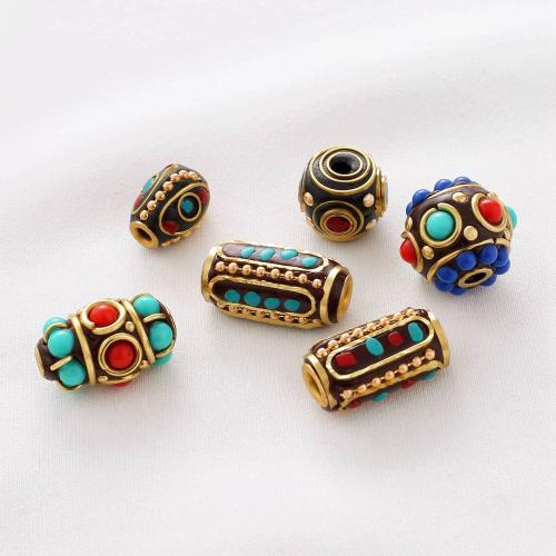 Brass Spacer Beads, with Clay & Turquoise, plated, DIY, more colors for choice, nickel, lead & cadmium free, Sold By PC