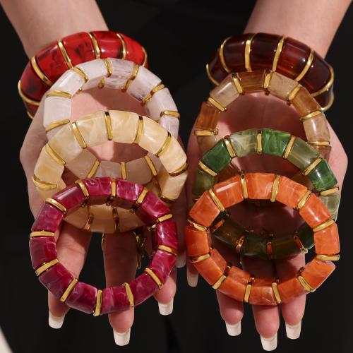 Resin Bracelets, 304 Stainless Steel, with Resin, gold color plated, fashion jewelry, more colors for choice, Sold By PC