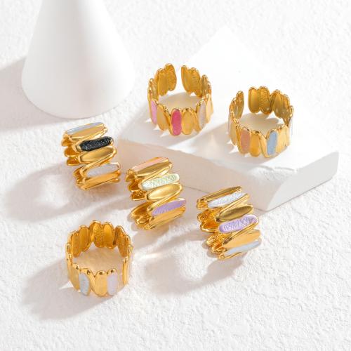 Enamel Stainless Steel Finger Ring, 304 Stainless Steel, gold color plated, fashion jewelry & for woman, more colors for choice, Sold By PC