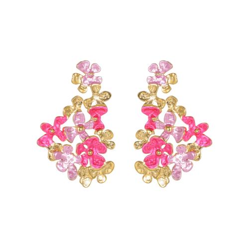 Stainless Steel Stud Earrings, 304 Stainless Steel, gold color plated, for woman & enamel & hollow, more colors for choice, Sold By Pair