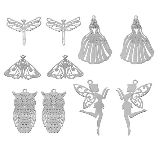 Stainless Steel Pendants, 201 Stainless Steel, platinum color plated, DIY & different styles for choice & hollow, 100PCs/Bag, Sold By Bag