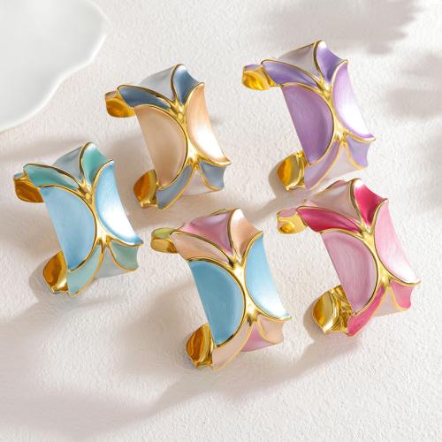 304 Stainless Steel Cuff Bangle, gold color plated, fashion jewelry & for woman & enamel, more colors for choice, Sold By PC