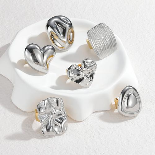 Stainless Steel Finger Ring, 304 Stainless Steel, plated, different styles for choice & for woman & two tone, Sold By PC