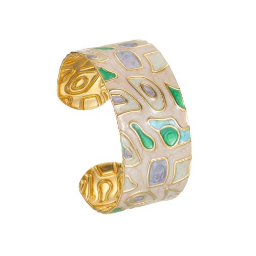 304 Stainless Steel Cuff Bangle, gold color plated, fashion jewelry & for woman & enamel, more colors for choice, Sold By PC