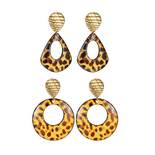 Stainless Steel Stud Earrings, 304 Stainless Steel, with Acrylic, gold color plated, different styles for choice & for woman & hollow, Sold By Pair