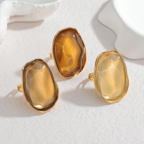 Anillo de dedo de acero inoxidable, acero inoxidable 304, con resina, chapado en color dorado, Joyería & para mujer, más colores para la opción, Vendido por UD