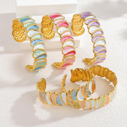 304 Stainless Steel Cuff Bangle, gold color plated, fashion jewelry & for woman & enamel, more colors for choice, Sold By PC