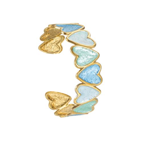 304 Stainless Steel Cuff Bangle, gold color plated, fashion jewelry & for woman & enamel, more colors for choice, Sold By PC