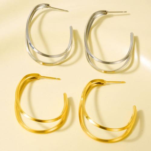 Stainless Steel Stud Earrings, 304 Stainless Steel, plated, fashion jewelry, more colors for choice, 39.40x27mm, Sold By Pair