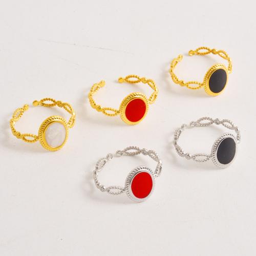 Enamel Stainless Steel Finger Ring, 304 Stainless Steel, plated, fashion jewelry, more colors for choice, 12mm, Sold By PC