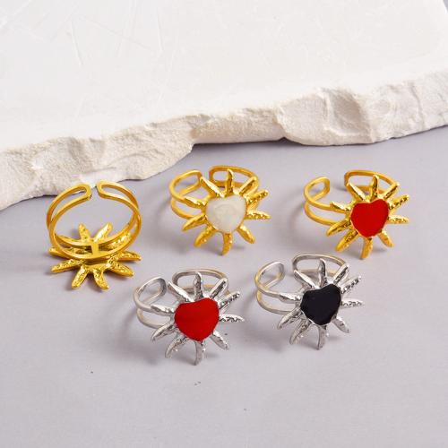 Enamel Stainless Steel Finger Ring, 304 Stainless Steel, Heart, plated, fashion jewelry, more colors for choice, 20mm, Sold By PC