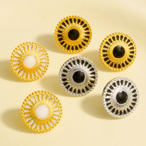 Stainless Steel Stud Earrings, 304 Stainless Steel, Round, plated, fashion jewelry & enamel, more colors for choice, 16.20x16.20mm, Sold By Pair