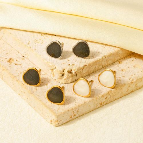 Stainless Steel Stud Earrings, 304 Stainless Steel, Heart, plated, fashion jewelry & enamel, more colors for choice, 9x9mm, Sold By Pair