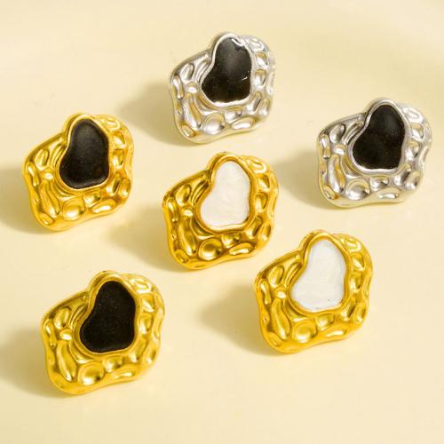 Stainless Steel Stud Earrings, 304 Stainless Steel, plated, fashion jewelry & enamel, more colors for choice, 16x17.50mm, Sold By Pair