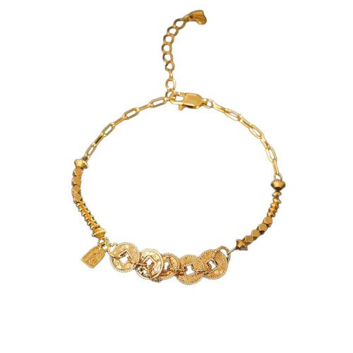 Brass Bracelet & Bangle, with 3cm extender chain, 18K gold plated, fashion jewelry & for woman, Length:16.5 cm, Sold By PC