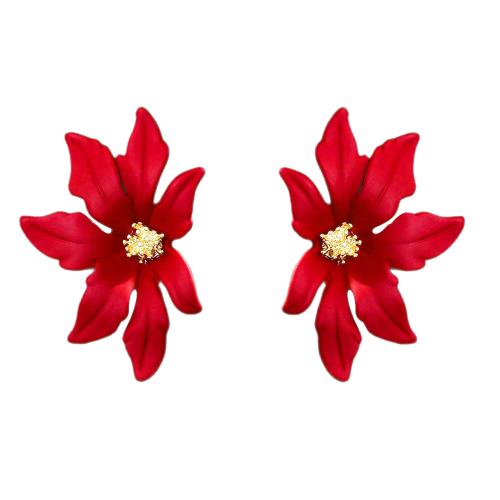 Brass Stud Earring, Maple Leaf, painted, fashion jewelry & for woman, golden, 26x20mm, Sold By Pair