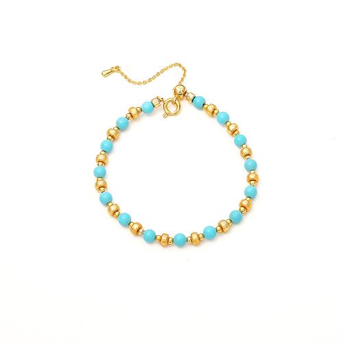 Brass Bracelet & Bangle, with Turquoise, real gold plated, fashion jewelry & for woman, Sold By PC