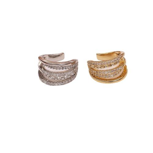 Brass Earring Cuff, plated, multilayer & micro pave cubic zirconia & for woman, more colors for choice, Sold By PC