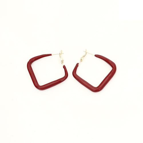 Laiton Leverback boucle d'oreille, cadre, Plaqué d'or, bijoux de mode & pour femme & émail, plus de couleurs à choisir, Vendu par paire