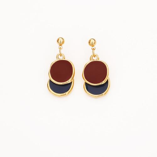 Brass Drop Earring, real gold plated, fashion jewelry & for woman & enamel, more colors for choice, Sold By Pair