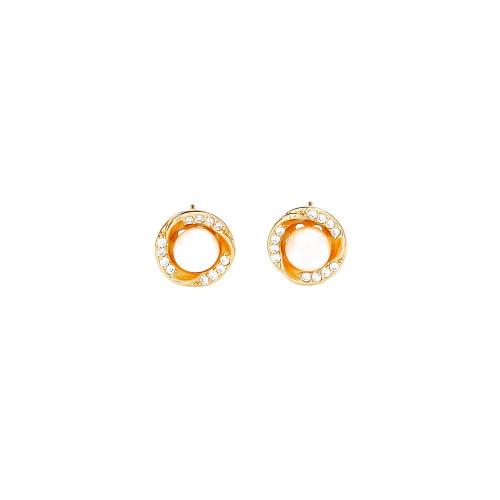 Cubic Zirconia Micro Pave Brass Earring, with Freshwater Pearl, real gold plated, fashion jewelry & micro pave cubic zirconia & for woman, Sold By Pair