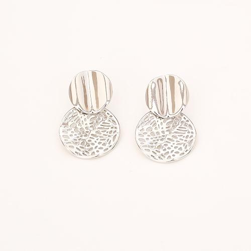 Brass Drop Earring, plated, fashion jewelry & for woman & hollow, silver color, Sold By Pair