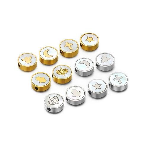 304 Stainless Steel Beads, gold color plated, DIY & enamel, more colors for choice, 5PCs/Bag, Sold By Bag