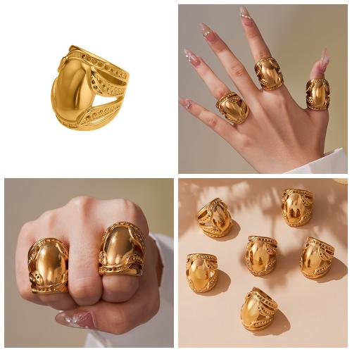 Stainless Steel Finger Ring, 304 Stainless Steel, gold color plated, fashion jewelry, golden, Sold By PC