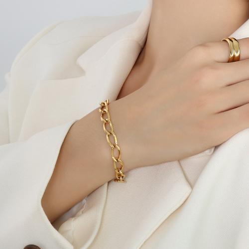 Stainless Steel Jewelry Bracelet, 304 Stainless Steel, gold color plated, fashion jewelry, more colors for choice, 70mm, Length:18 cm, Sold By PC
