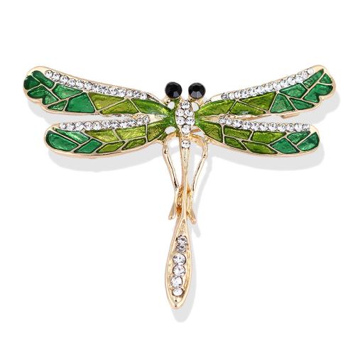 Enamel Brooch, Tibetan Style, Dragonfly, gold color plated, for woman & with rhinestone, Sold By PC