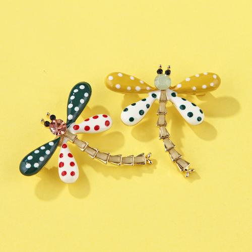 Resin Brooch, Tibetan Style, with Resin, Dragonfly, gold color plated, for woman & enamel & with rhinestone, more colors for choice, Sold By PC