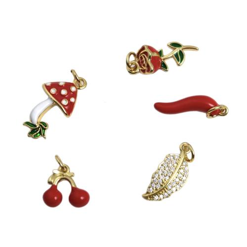 Rhinestone Brass Pendants, plated, fashion jewelry & enamel & with rhinestone, more colors for choice, nickel, lead & cadmium free, 3PCs/Bag, Sold By Bag