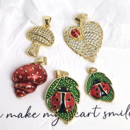 Rhinestone Brass Pendants, plated, fashion jewelry & micro pave cubic zirconia & enamel, more colors for choice, nickel, lead & cadmium free, 3/Bag, Sold By Bag